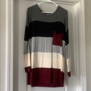 Multi-colored Striped Long Sleeve Tunic